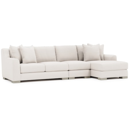 3-pc. Chaise Sectional w/Block Feet
