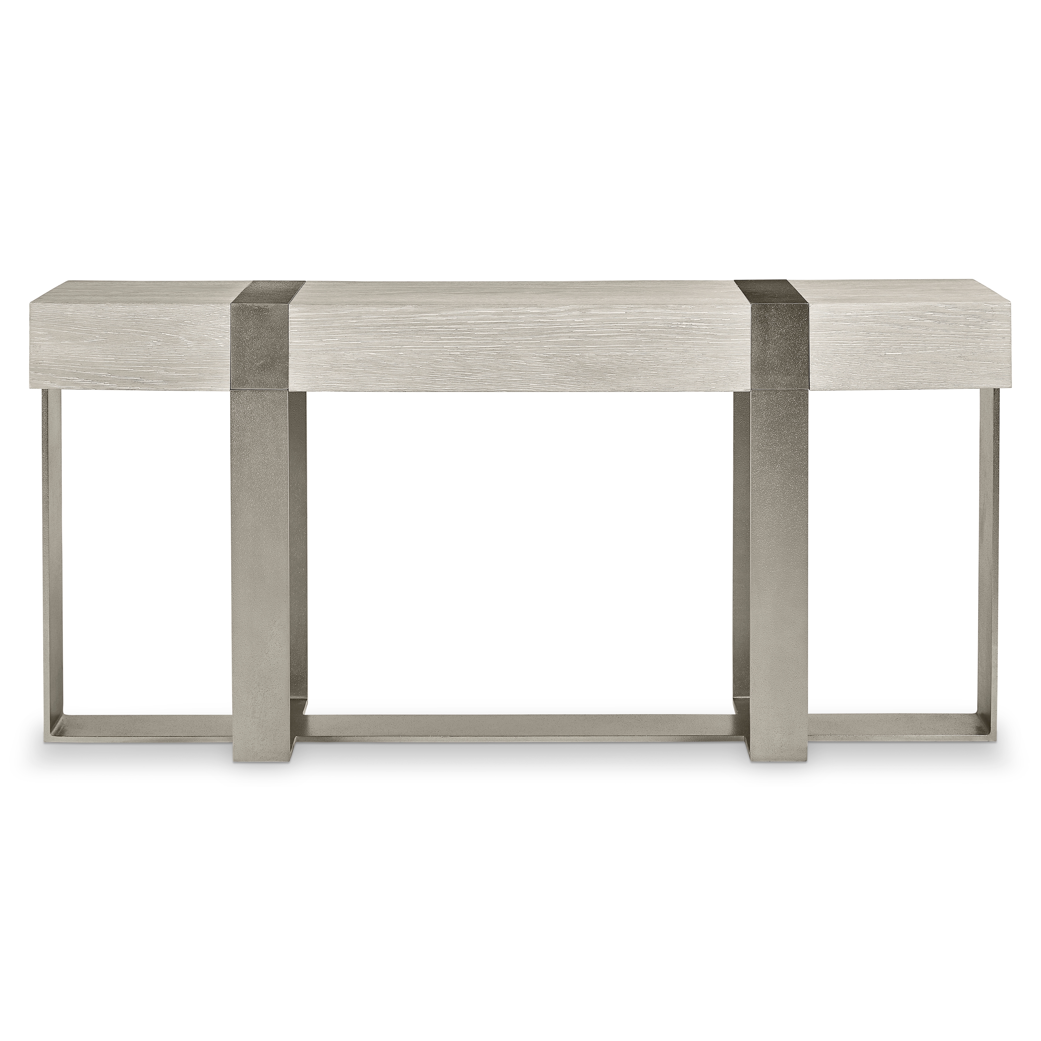 Aluminum Console Table w/Oak Wood Top