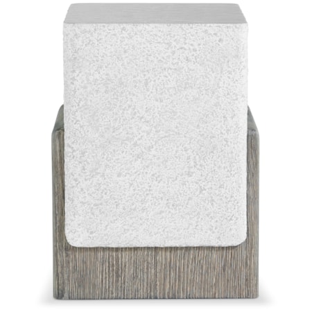 Faux-Stone Accent Table w/Wood Cradle Base