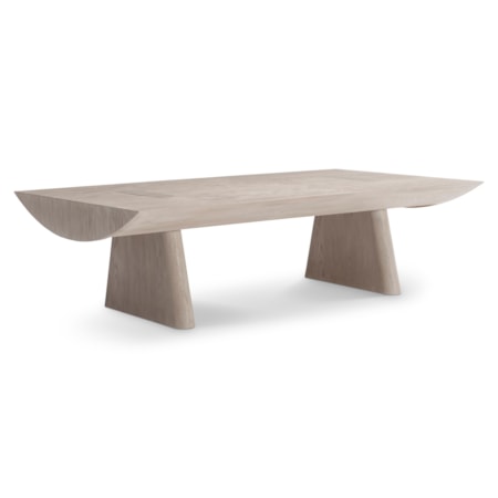 58" Wood Double-Pedestal Cocktail Table
