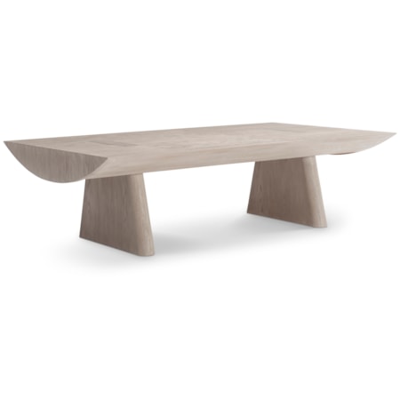 58" Wood Double-Pedestal Cocktail Table