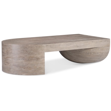56" Sculptural Wooden Cocktail Table