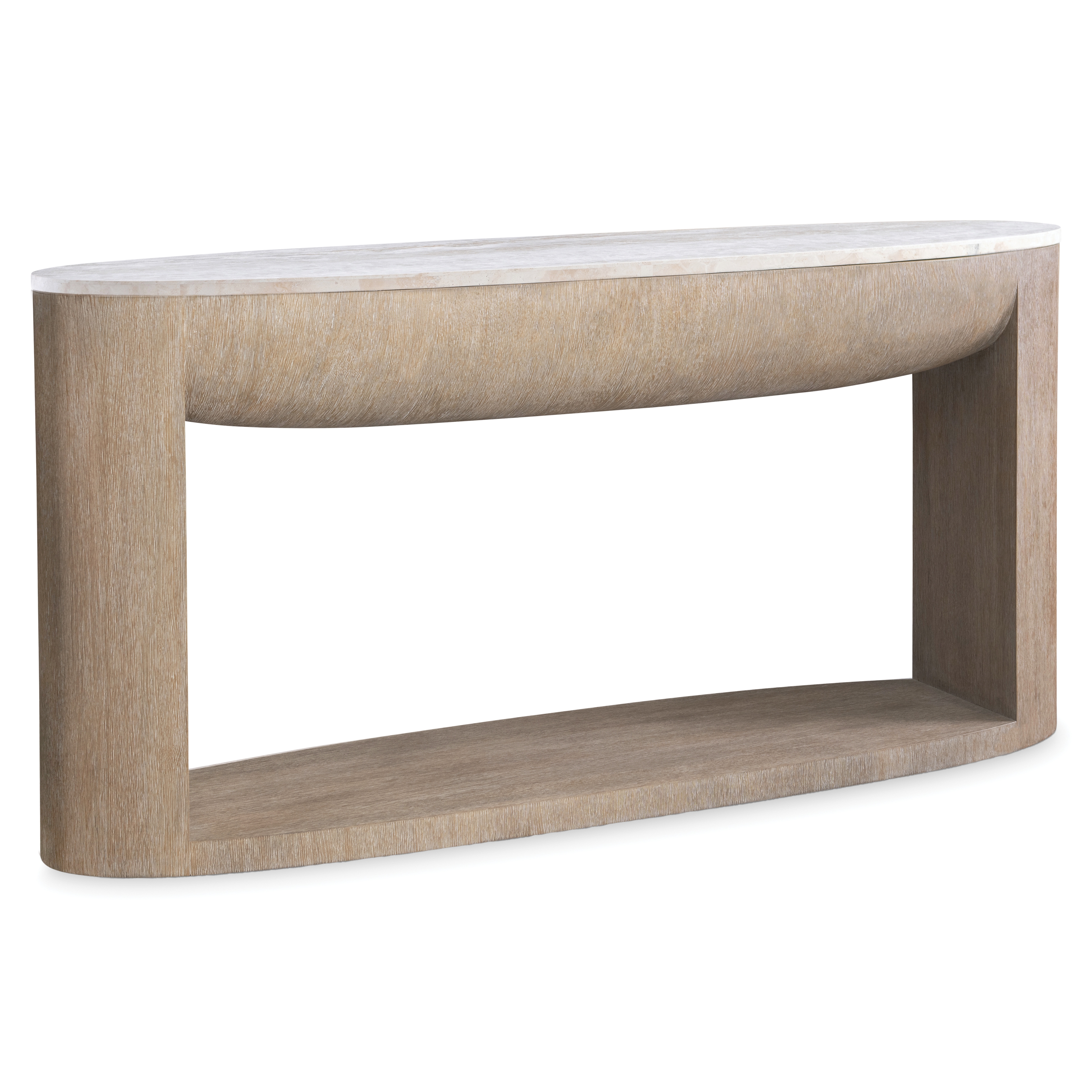 Loggia Travertine-Top Oval Console Table