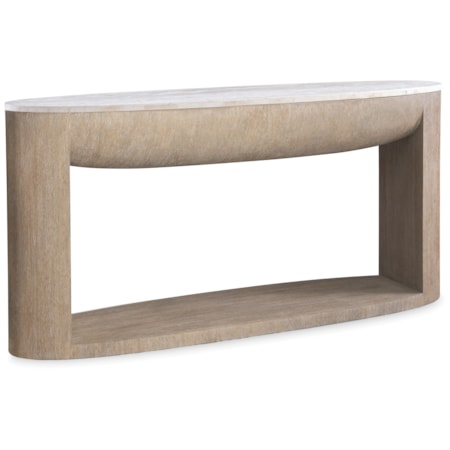 Loggia Travertine-Top Oval Console Table
