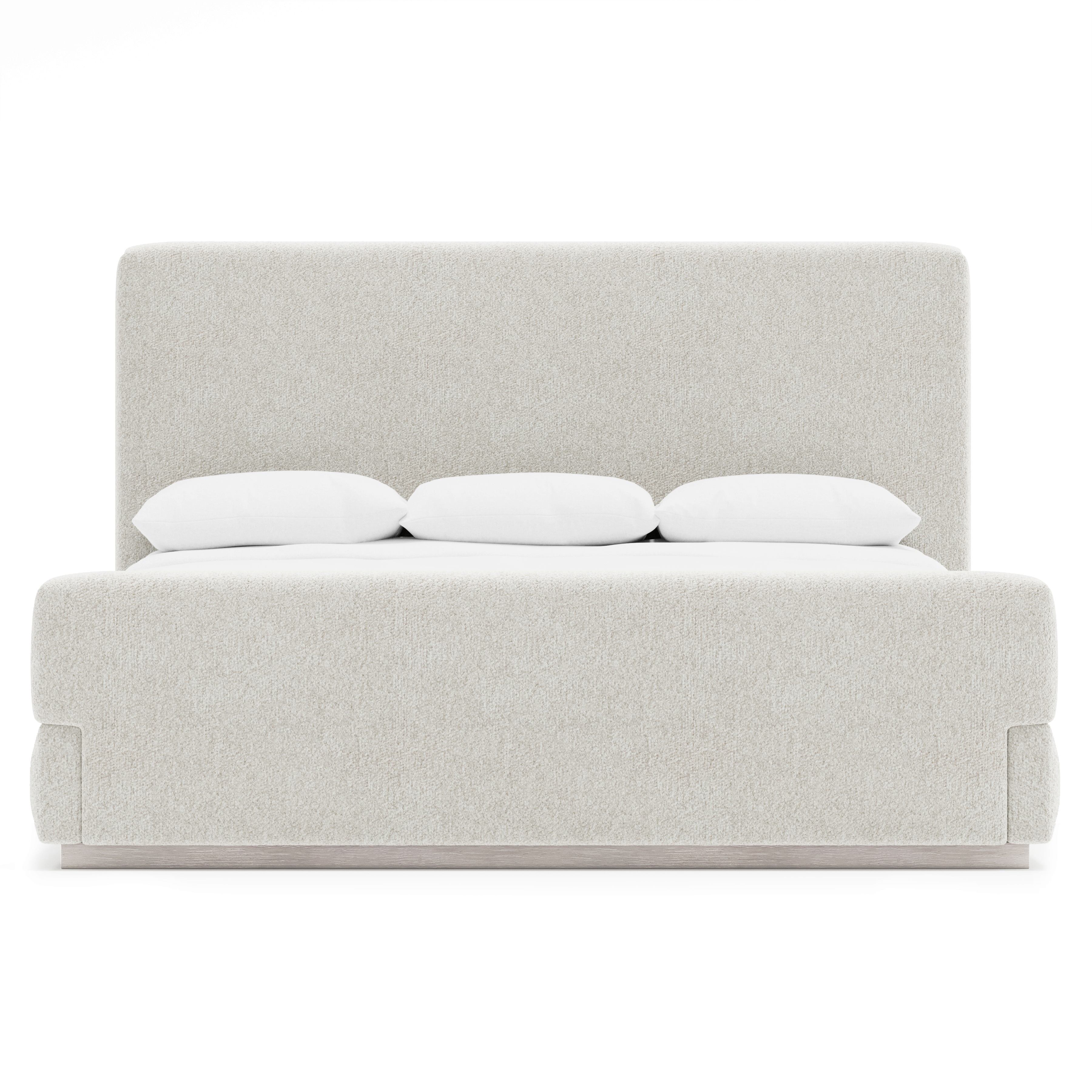 Upholstered Queen Panel Bed w/Plinth Base