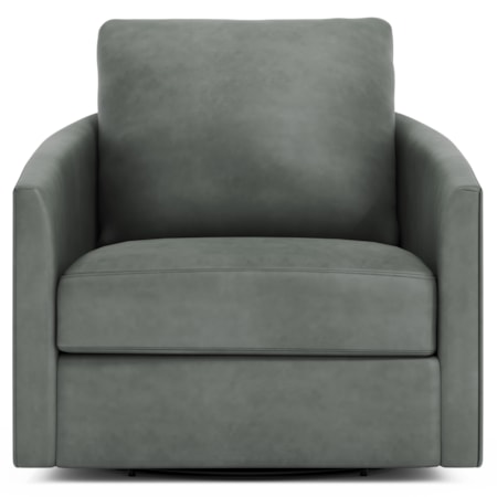 Leather Swivel Chair w/Tapered Arms