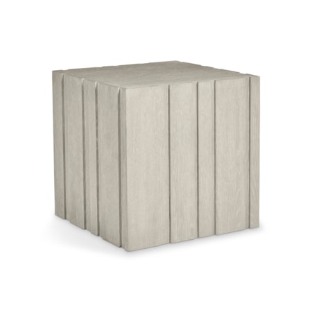 24" Wooden Cube Side Table w/Panel Pattern