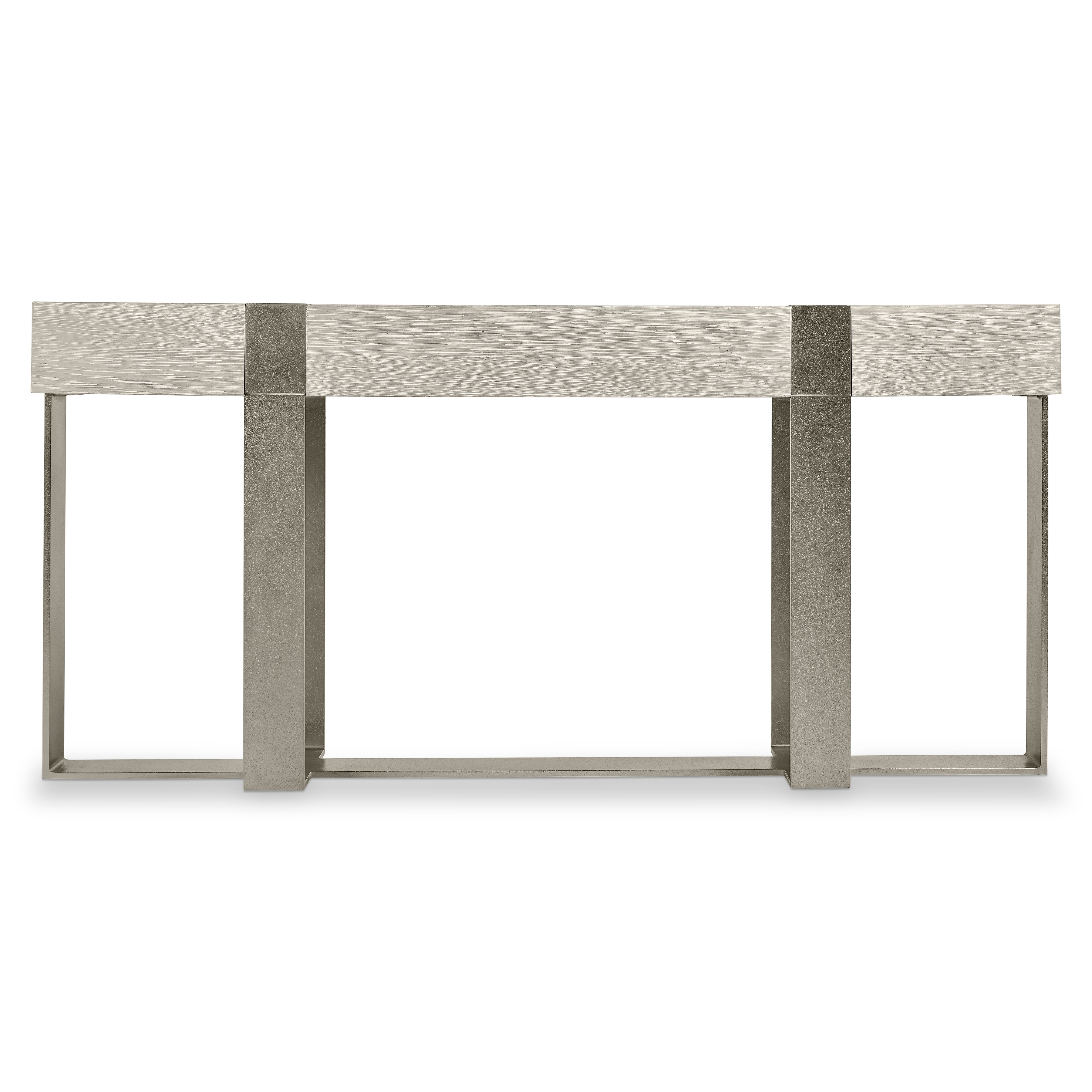Aluminum Console Table w/Oak Wood Top