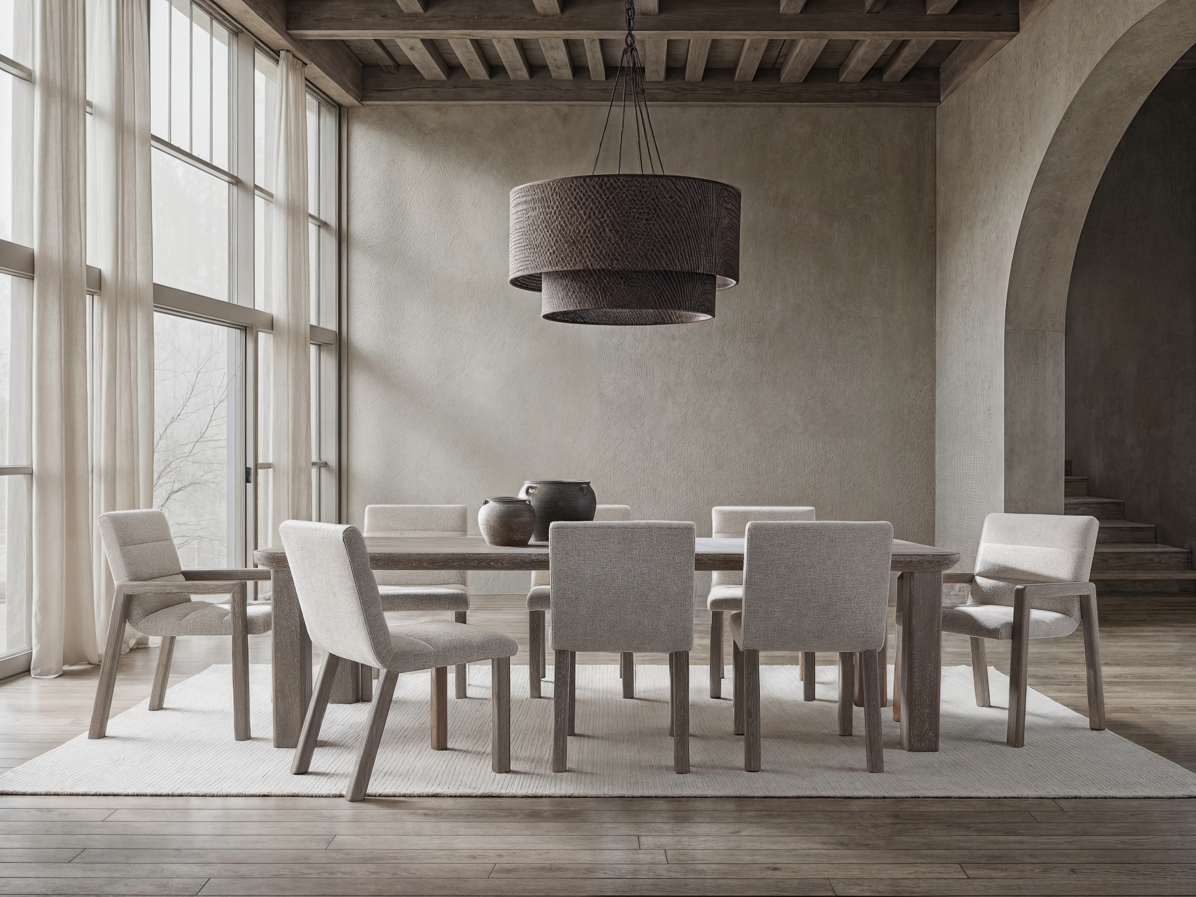 Bernhardt Monolith Upholstered Dining Armchair w/Open Arms
