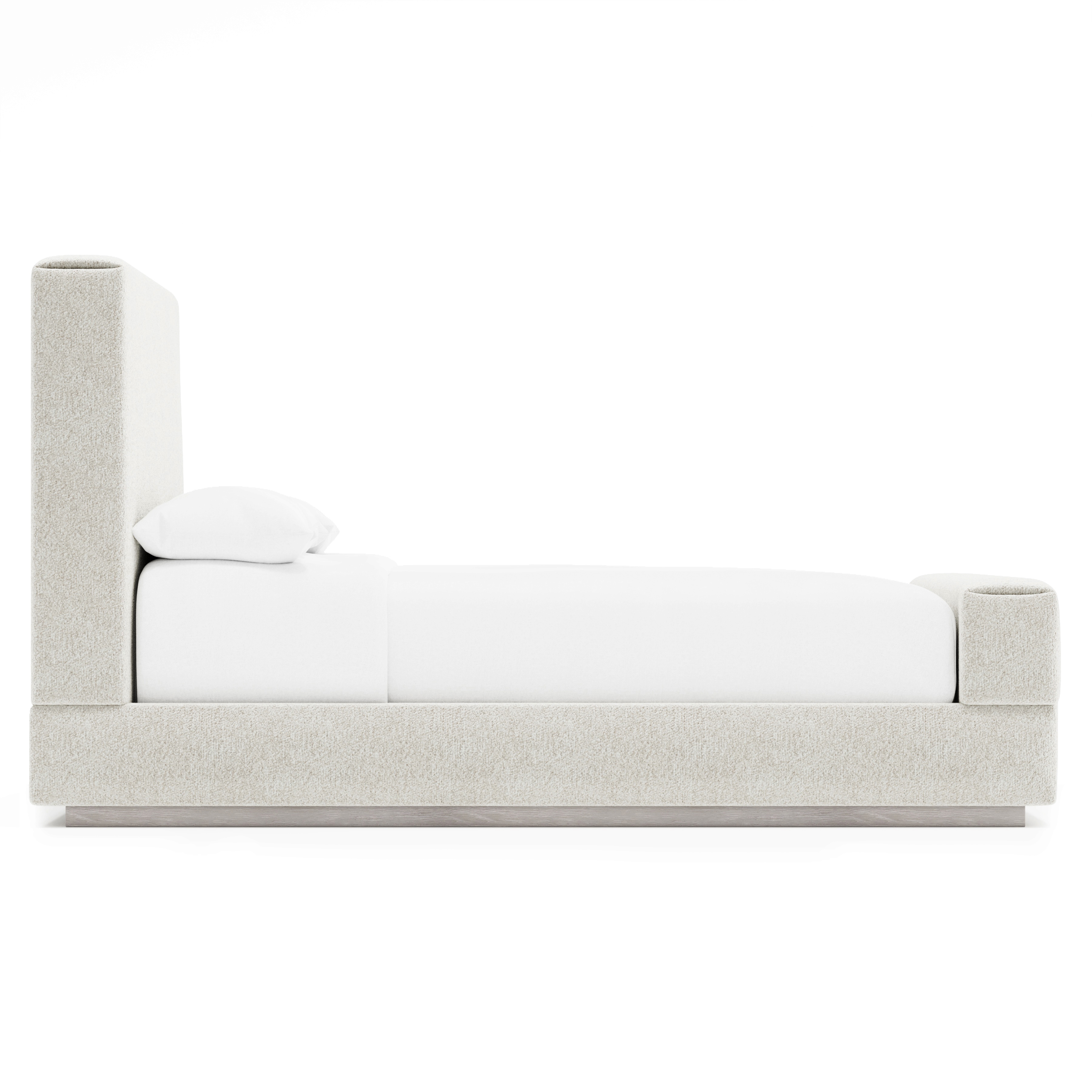 Upholstered Queen Panel Bed w/Plinth Base