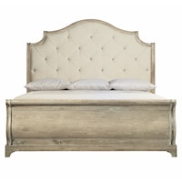 Rustic King Upholstered Bed with Tufted Headboard