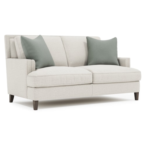 Transitional Fabric Loveseat w/Throw Pillows