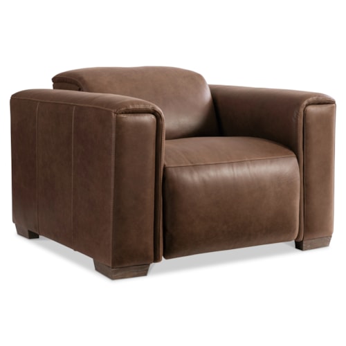 Casual Power Reclining Leather Club Chair w/Padded Track Arms