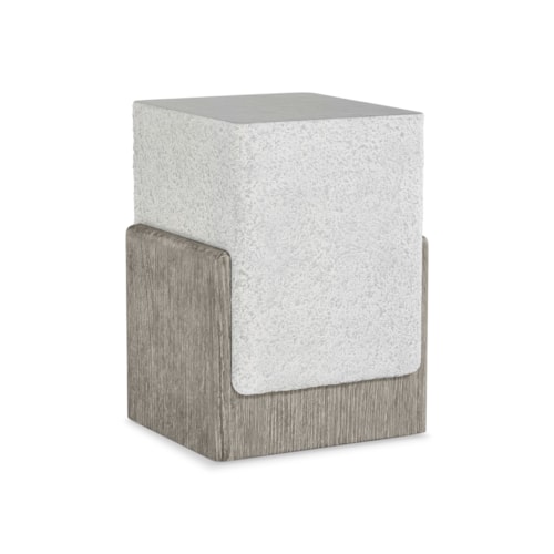 Contemporary Faux-Stone Accent Table w/Wood Cradle Base