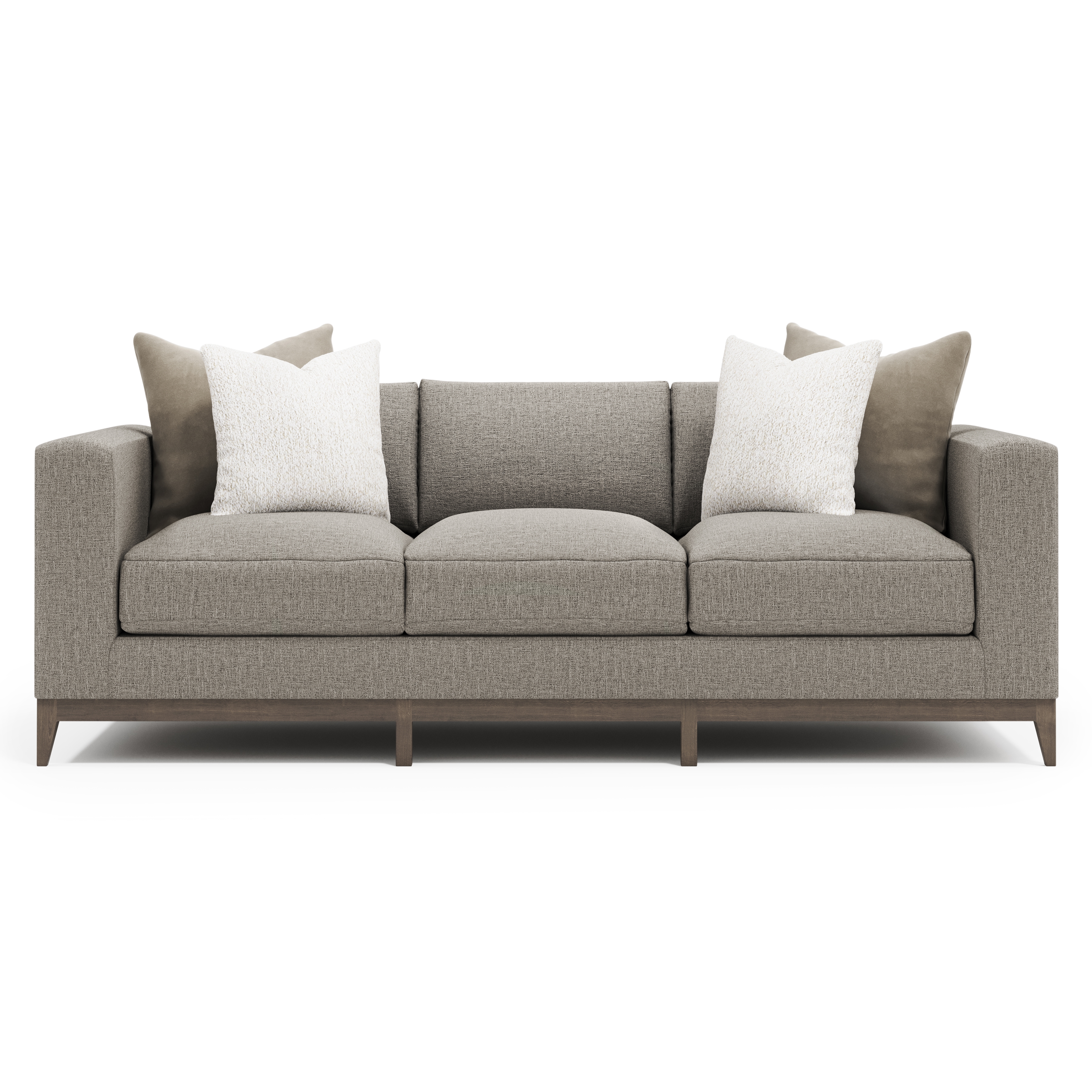 Track-Arm Fabric Sofa w/Throw Pillows