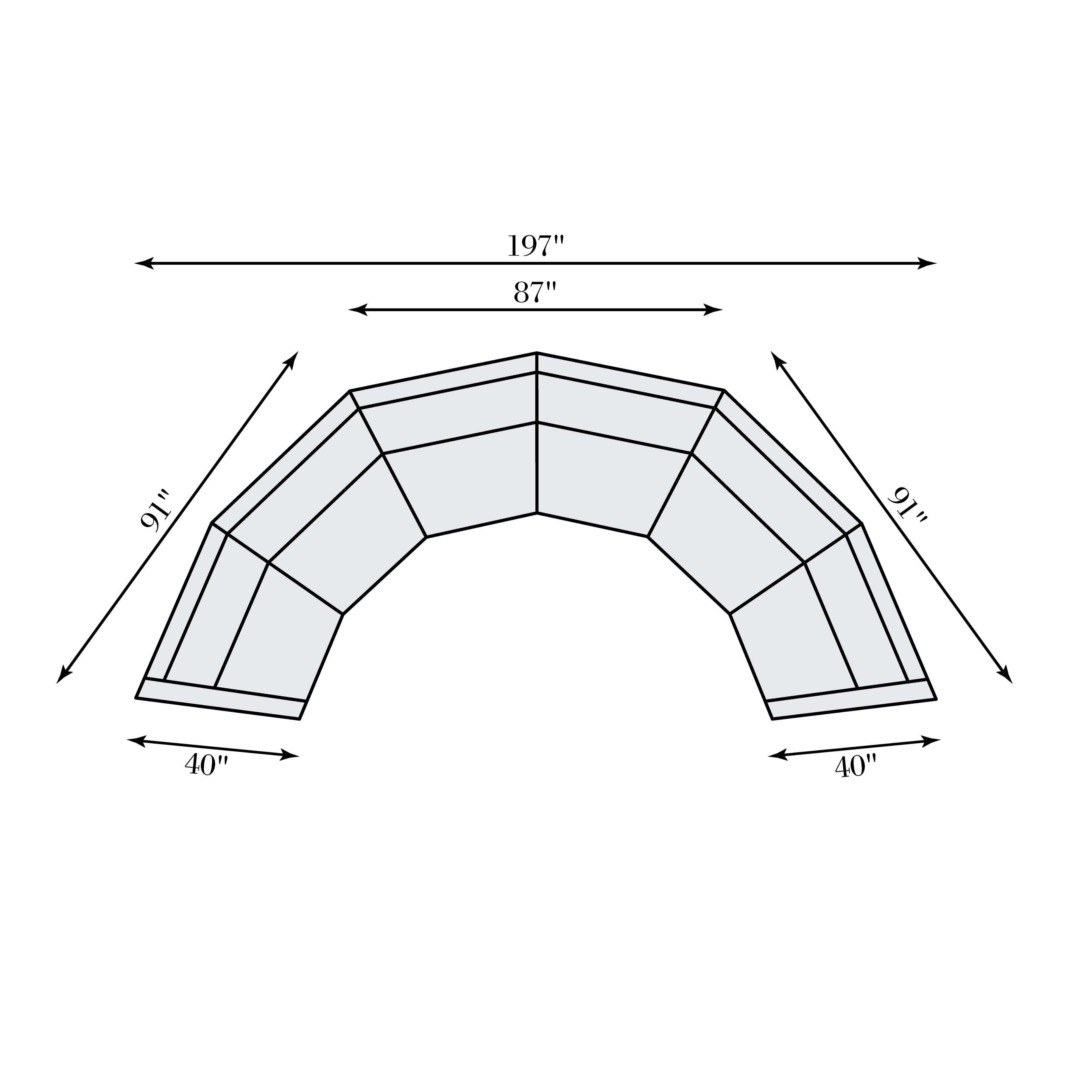 3-pc. Crescent Sectional w/Throw Pillows