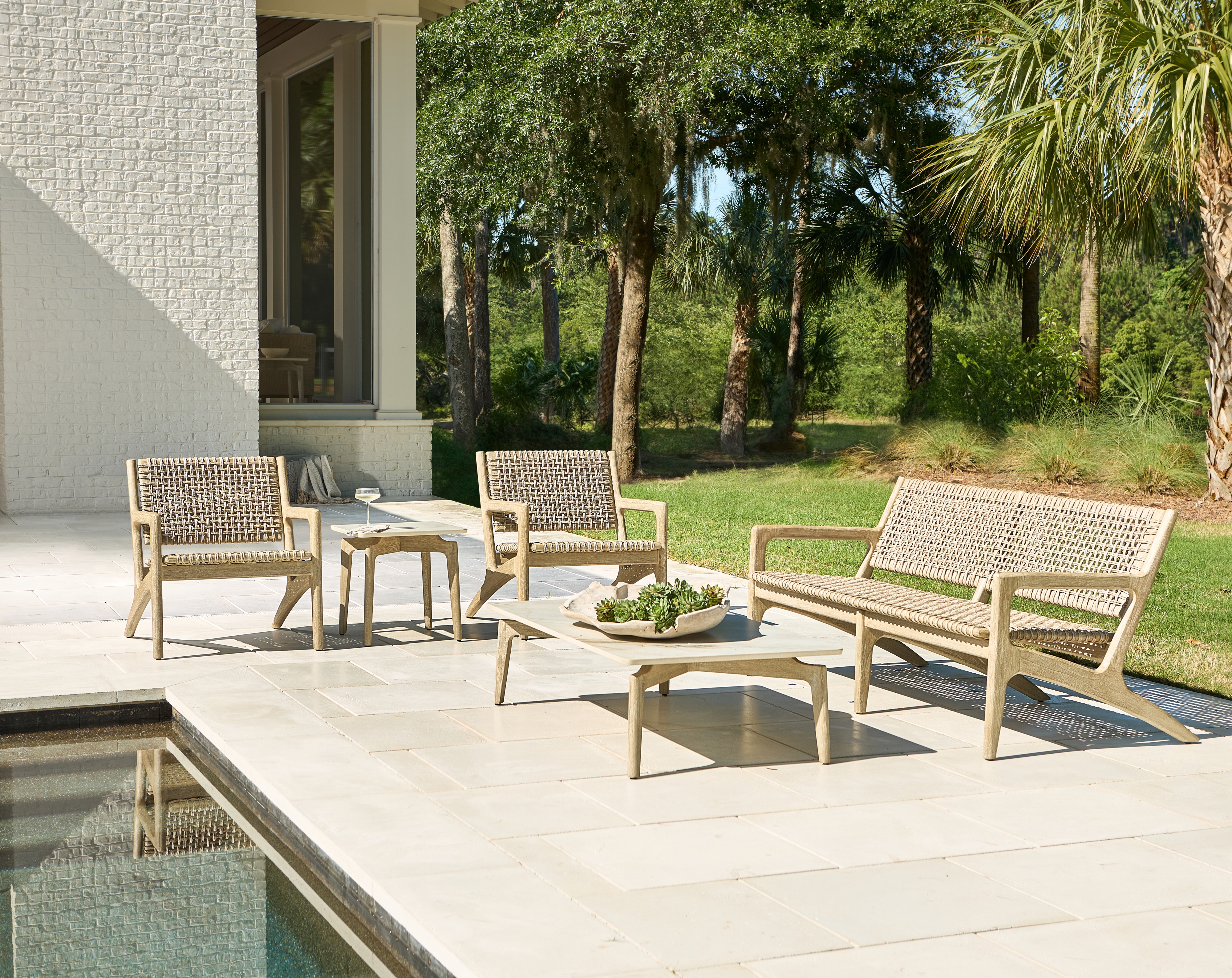 Bernhardt Bernhardt Exteriors Outdoor Open-Weave Teak Lounge Chair