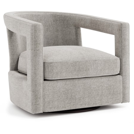 Fully-Upholstered Fabric Swivel Chair