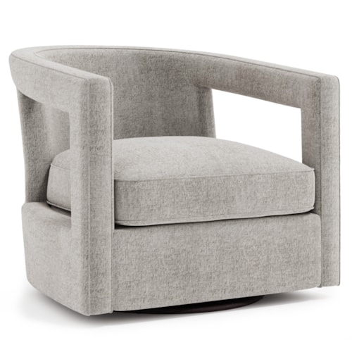 Contemporary Fully-Upholstered Fabric Swivel Chair w/Open Arms