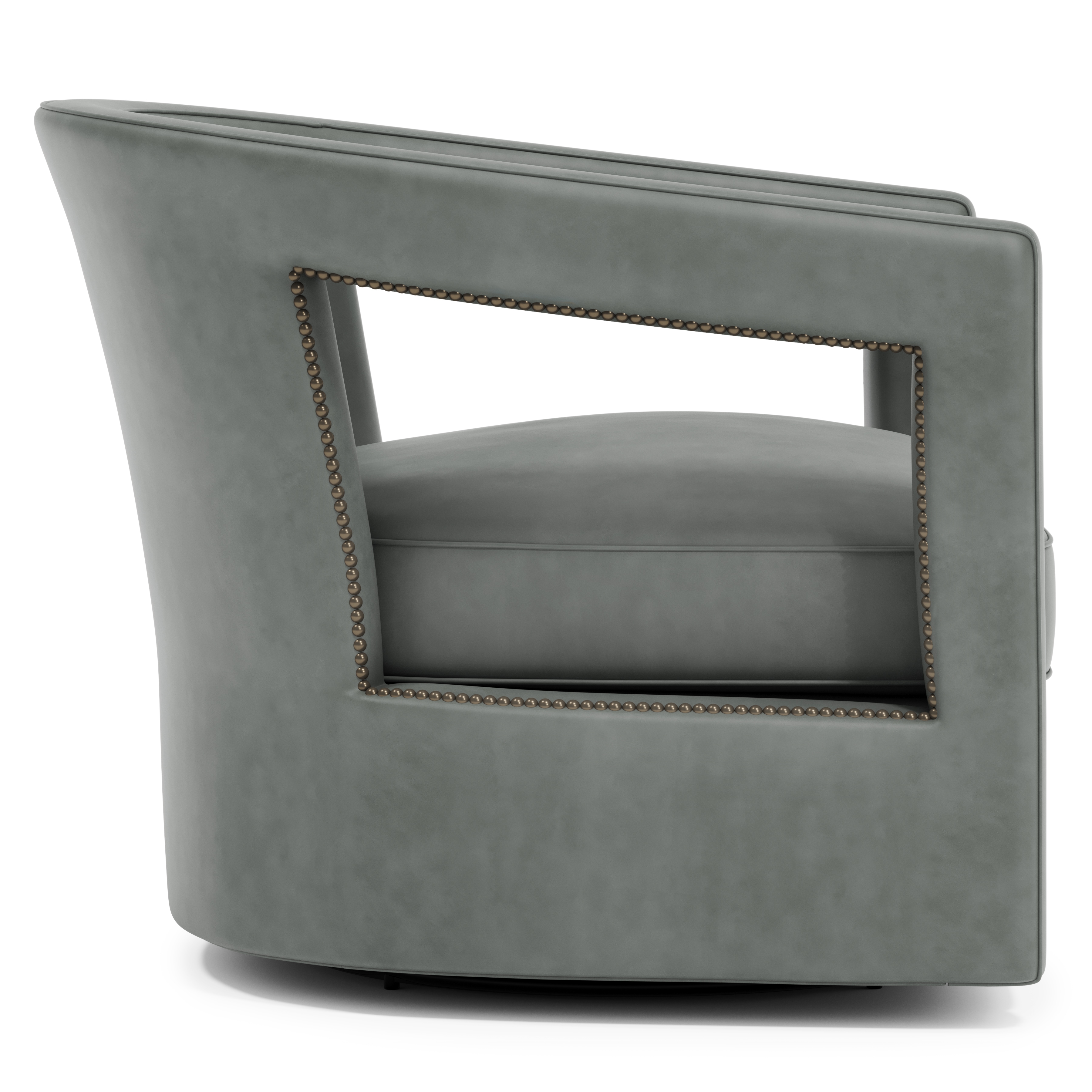 Fully-Upholstered Leather Swivel Chair