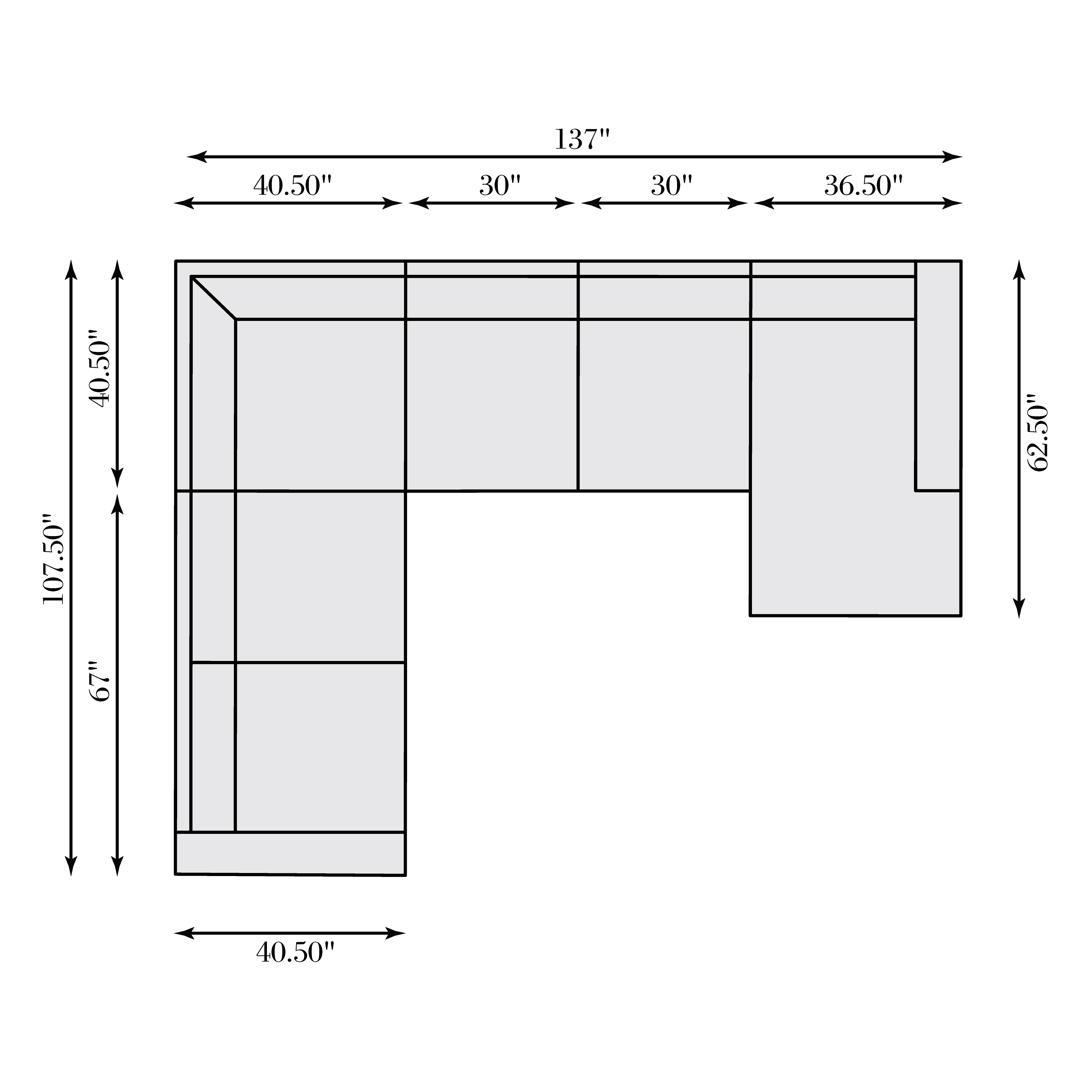 5-pc. U-Shape Sectional w/Chaise