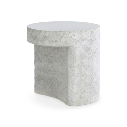 Contemporary 22" Rd. Faux-Stone Flyover Side Table w/Textured Base