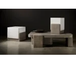 Bernhardt Monolith Faux-Stone Accent Table w/Wood Cradle Base
