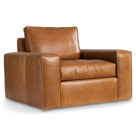 Leather Swivel Chair w/Oversized Track Arms