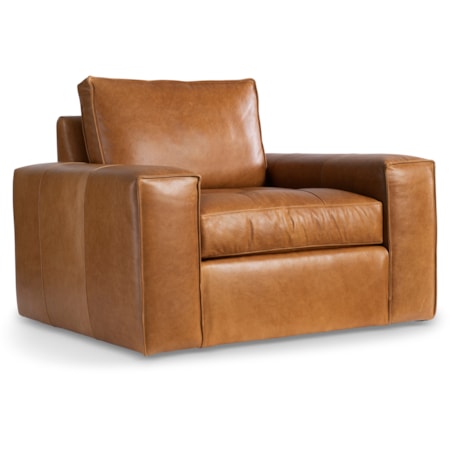 Leather Swivel Chair w/Oversized Track Arms
