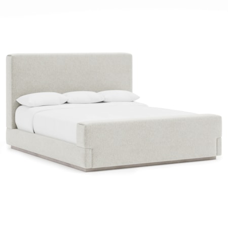 Queen Upholstered Panel Bed w/Plinth Base