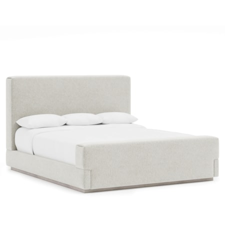 Upholstered Queen Panel Bed w/Plinth Base