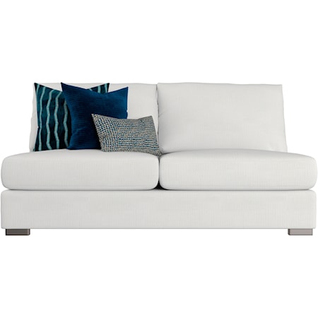 Helena Upholstered Fabric Armless Loveseat with Pillows