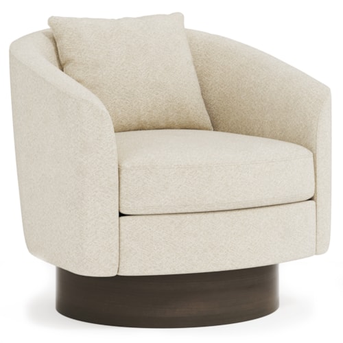 Contemporary Barrel-Back Swivel Chair w/Plinth Base