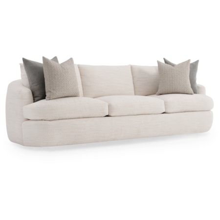 Shelter-Arm Fabric Sofa w/Throw Pillows
