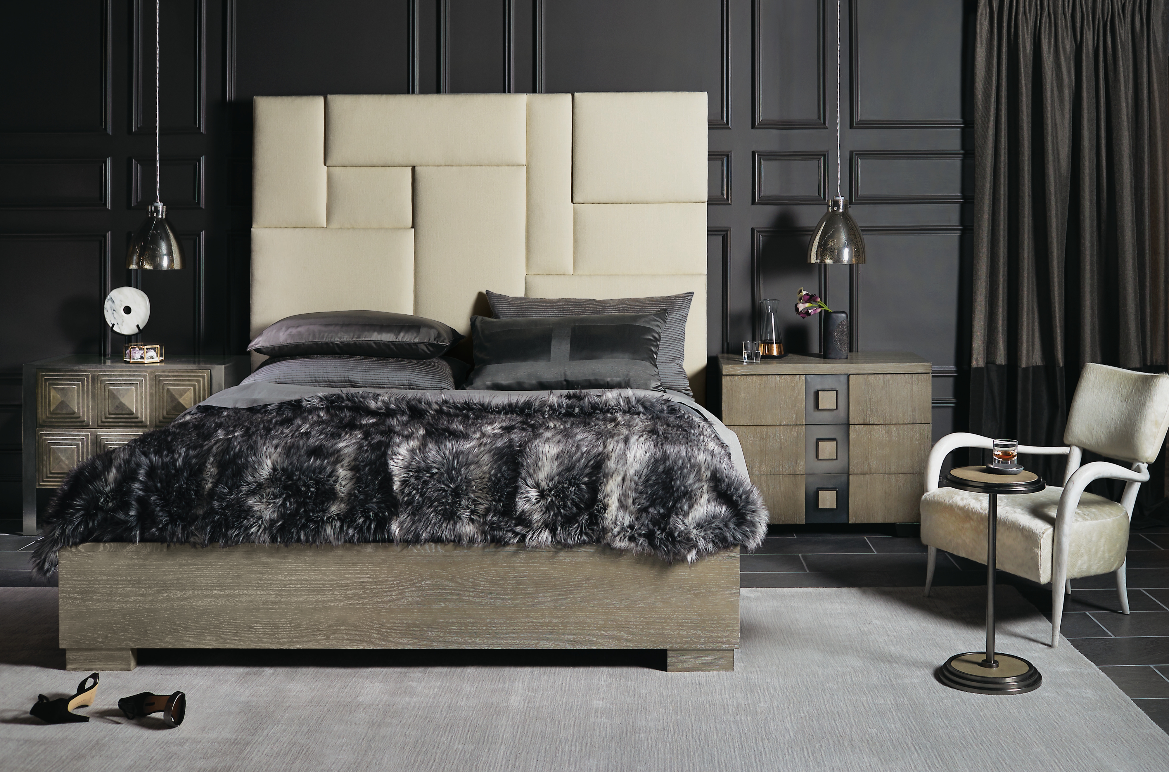 Upholstered King Panel Bed
