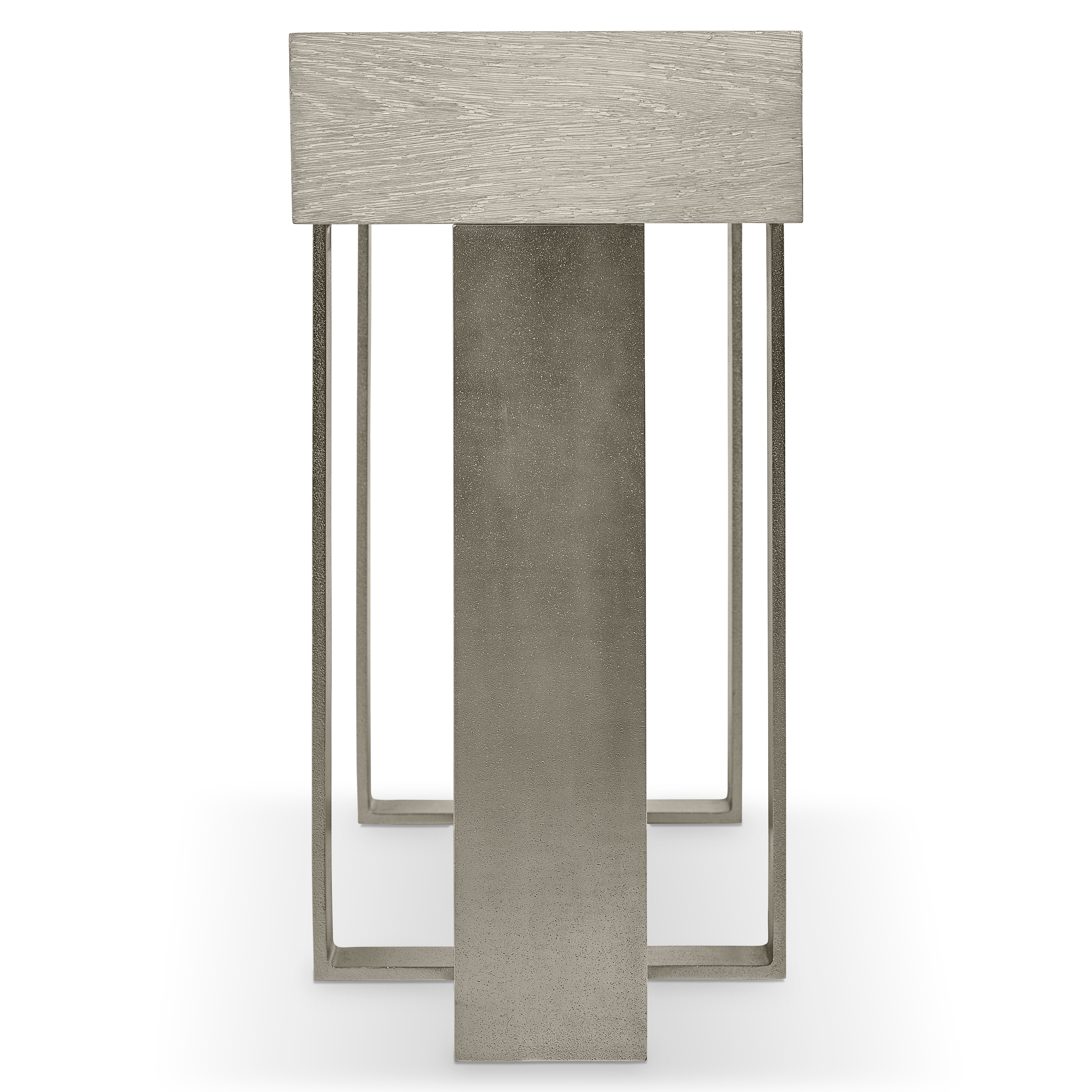 Aluminum Console Table w/Oak Wood Top