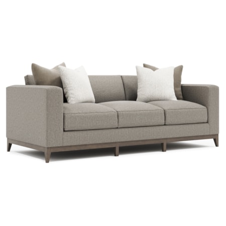 Track-Arm Fabric Sofa w/Throw Pillows