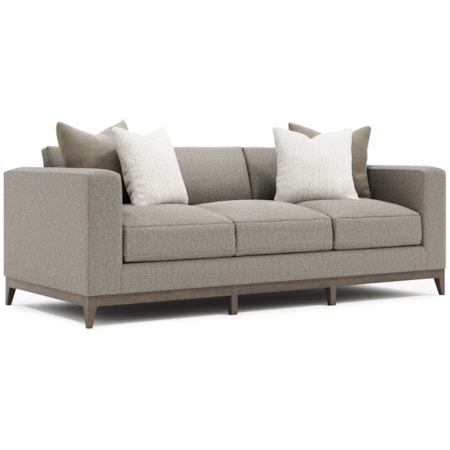 Track-Arm Fabric Sofa w/Throw Pillows