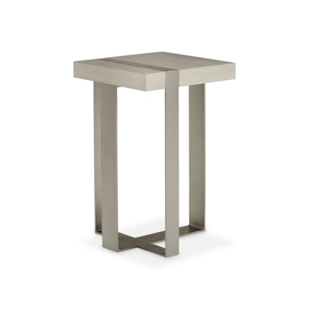 Aluminum Accent Table w/Wood Top