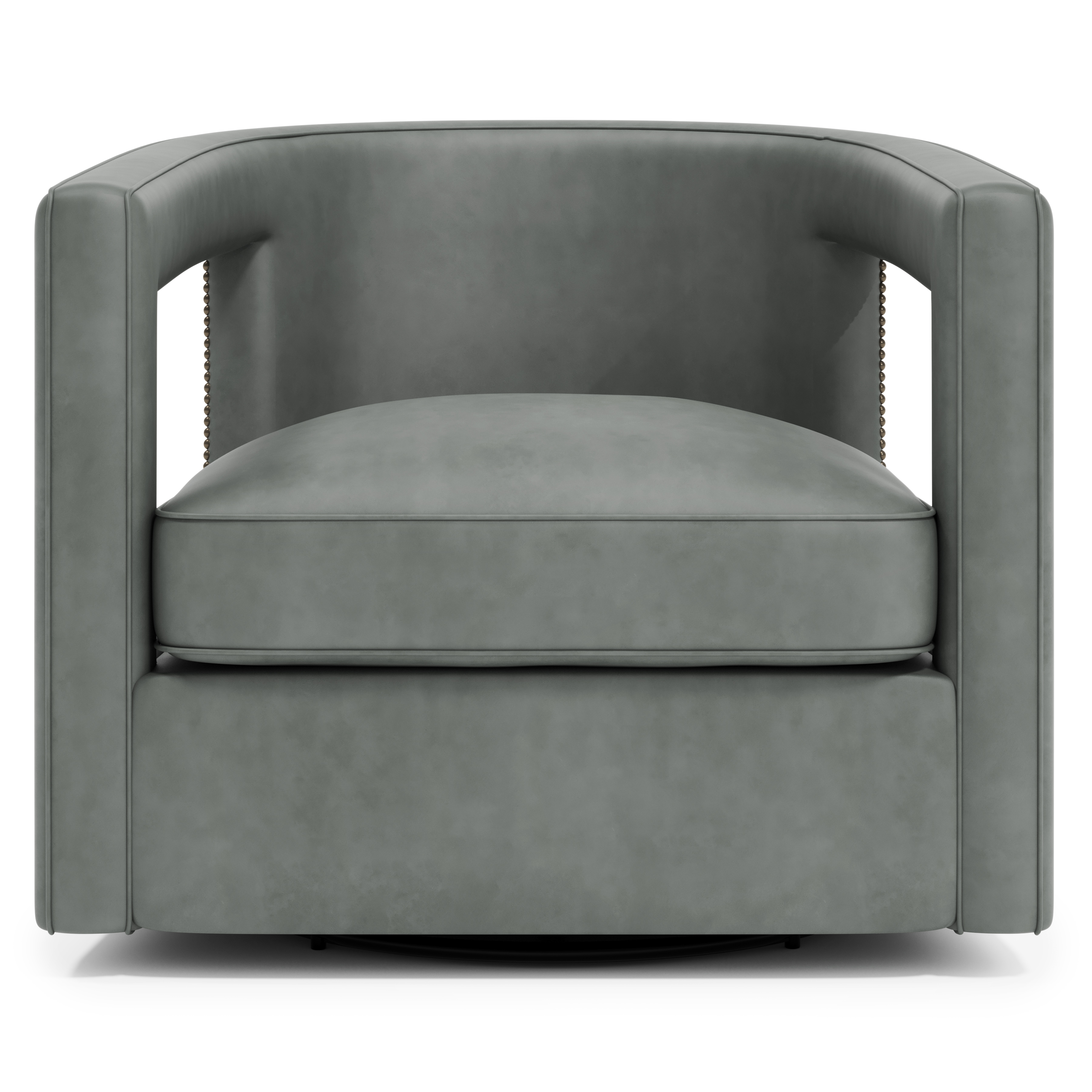 Fully-Upholstered Leather Swivel Chair