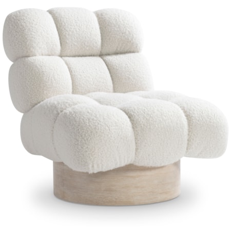 Plinth-Base Swivel Chair w/Biscuit Tufting