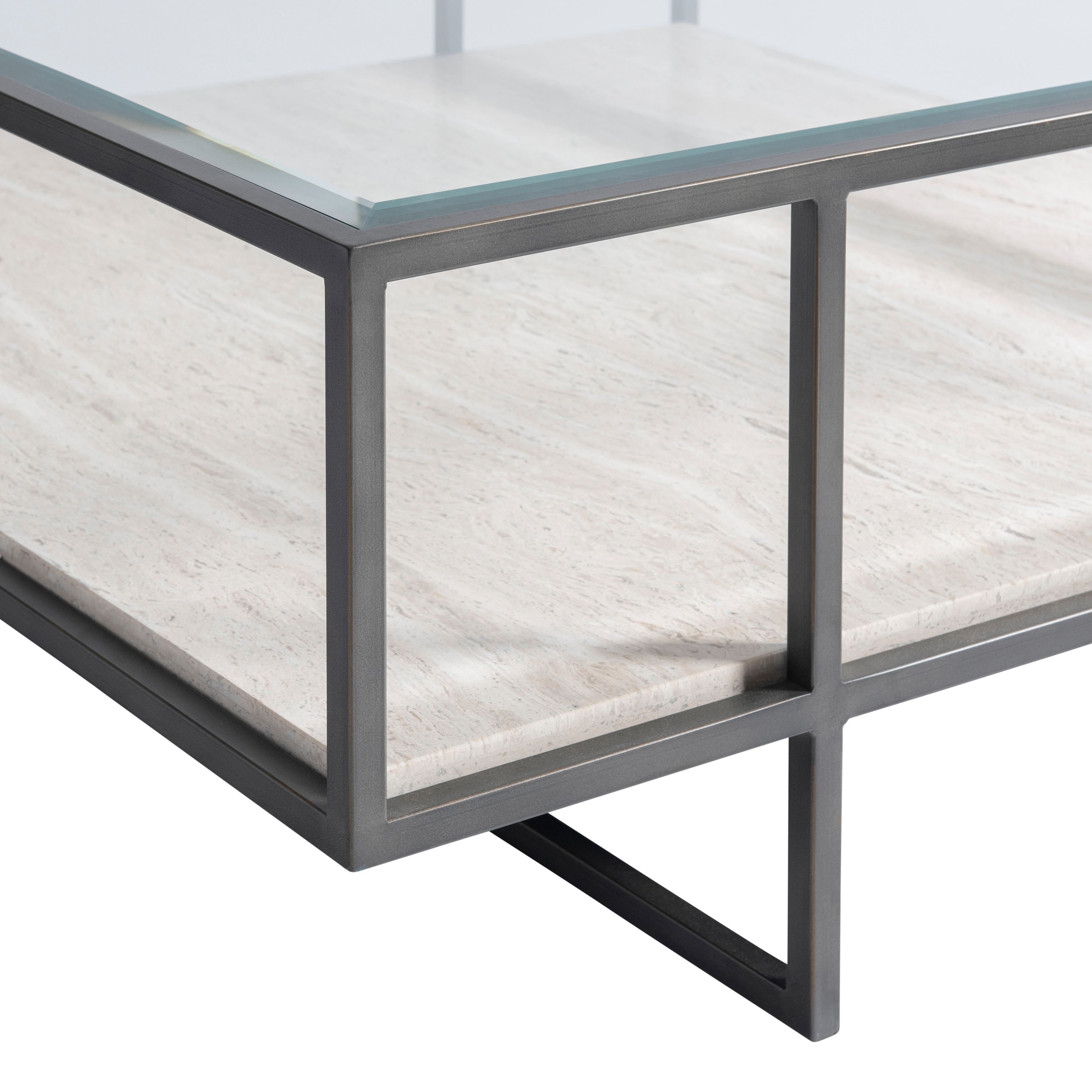 Bernhardt Bernhardt Living Glass-Top Cocktail Table w/Stone Shelf