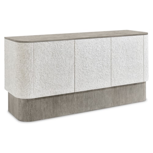Contemporary Faux-Stone 3-Door Buffet w/Plinth Base