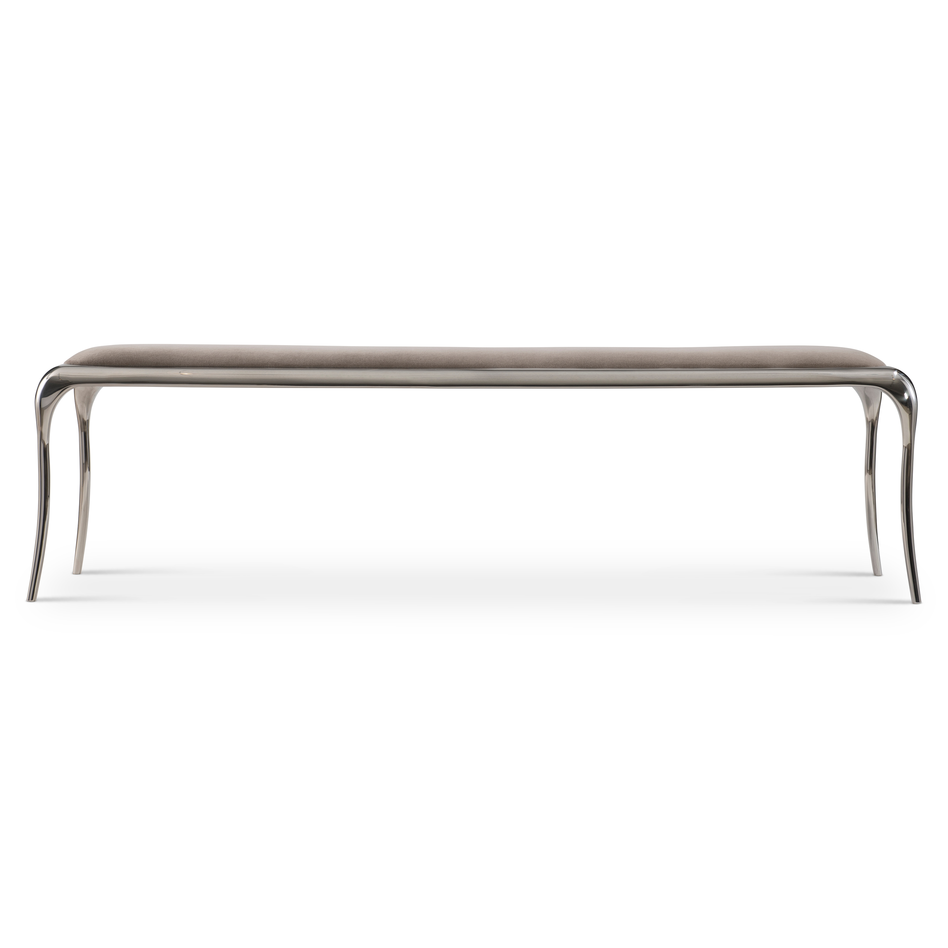 Bernhardt Bernhardt Interiors 64" Uph. Metal Bench w/Curvaceous Legs