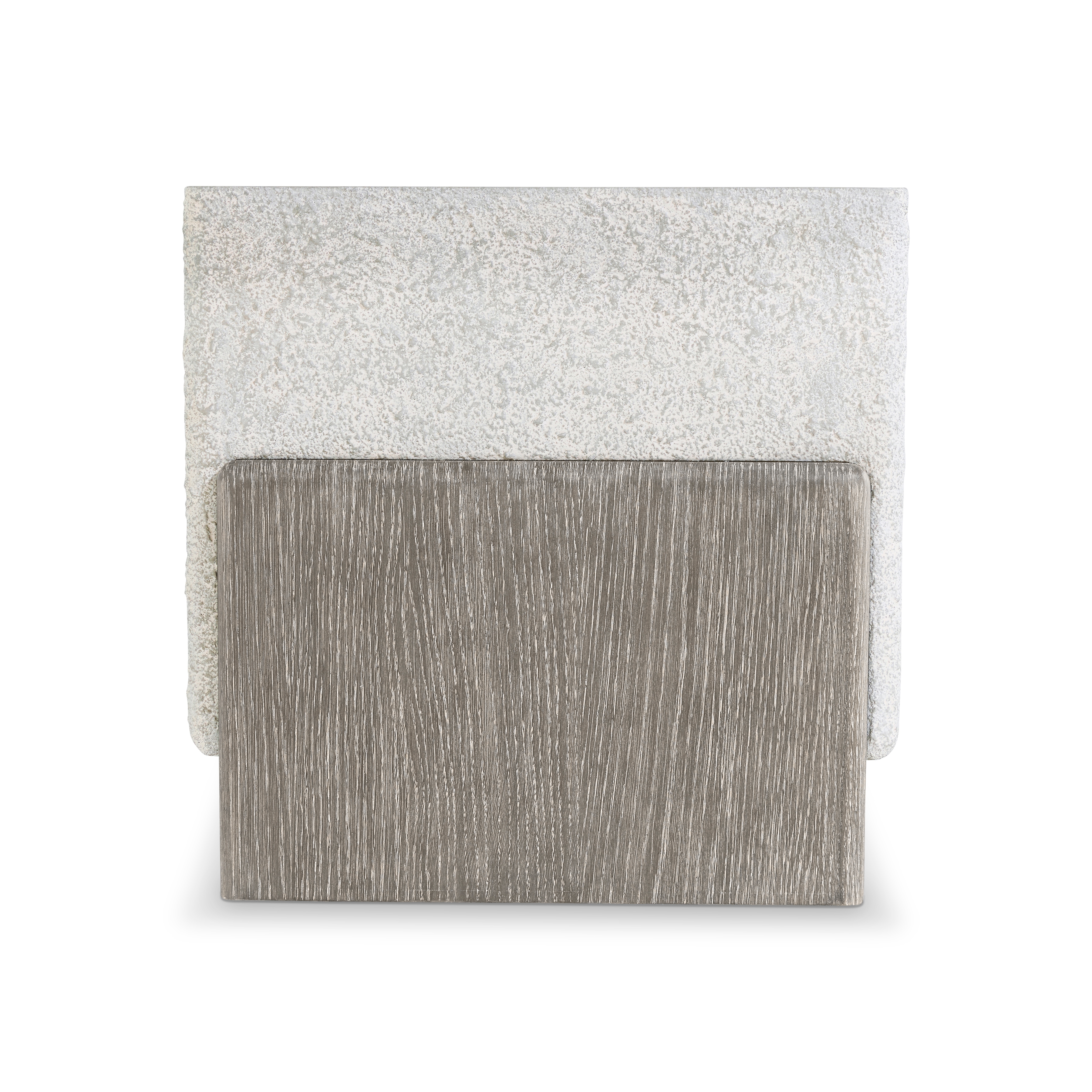 Cube Faux-Stone End Table w/Wood Cradle Base