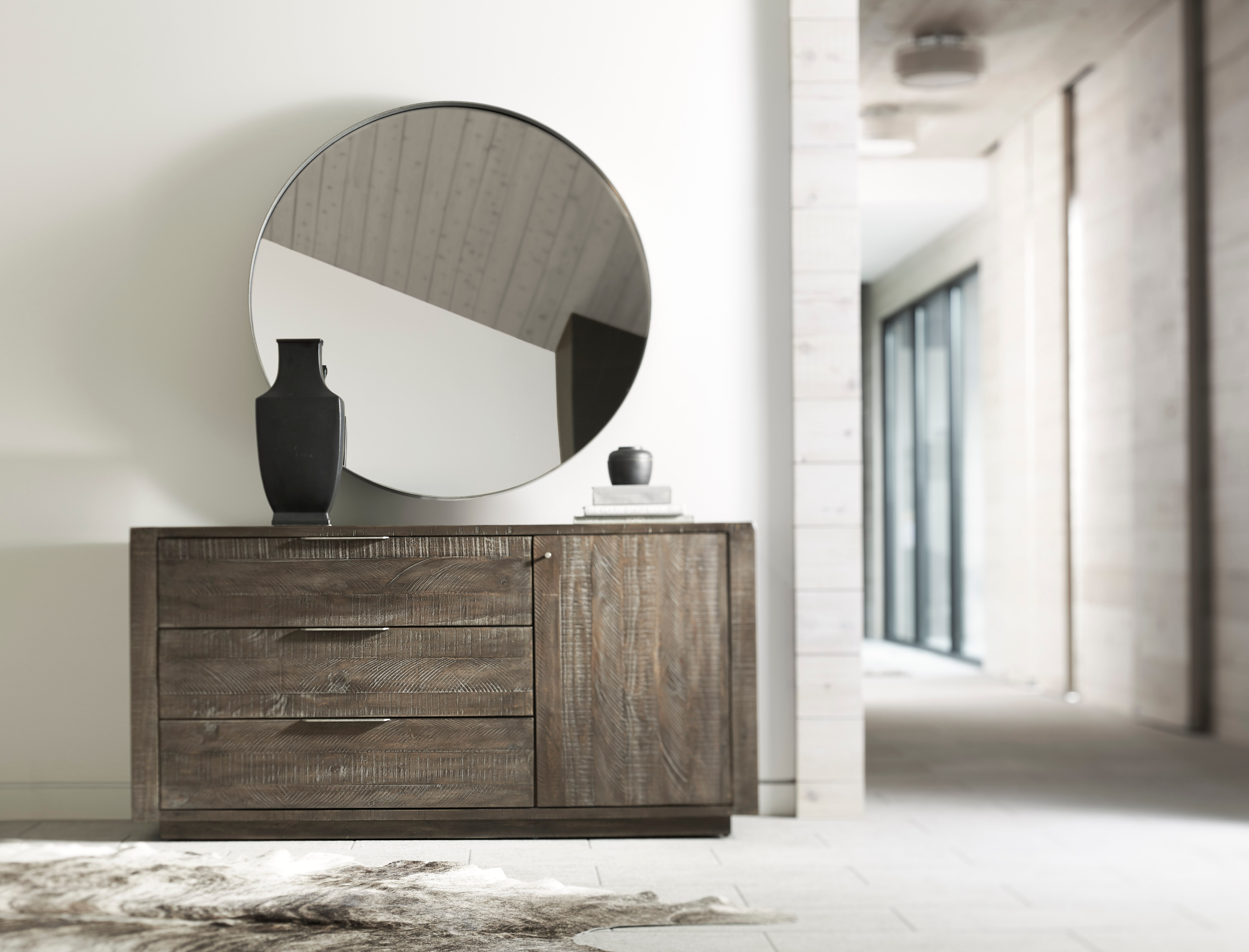Bernhardt Logan Square Oakley Round Metal Mirror