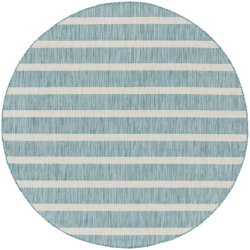 6' Round Aqua Ivory Round Rug