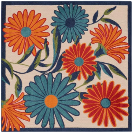 5' x Square Multicolor Contemporary Rug