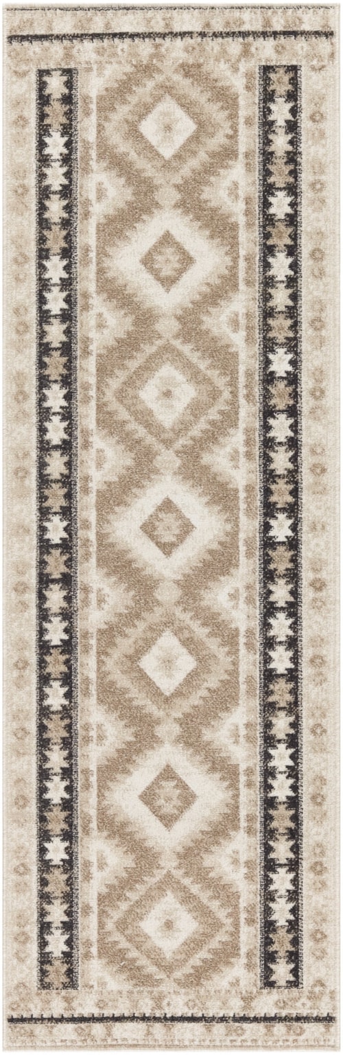 2' X 6' Beige Black Runner Rug