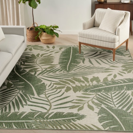 9&apos; x 12&apos; Ivory Green Outdoor Rug